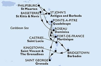 14 nights Caribbean cruise on MSC Seaview
from ๐ง๐ง Bridgetown