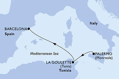 3 nights Mediterranean cruise on MSC Euribia
from 🇮🇹 Palermo to 🇪🇸 Barcelona