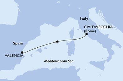 2 nights Mediterranean cruise on MSC Orchestra
from ๐ฎ๐น Civitavecchia to ๐ช๐ธ Valencia