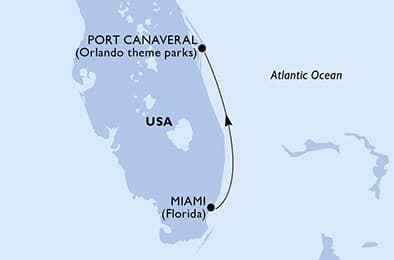 1 night Extraordinary cruise on MSC Grandiosa
from 🇺🇸 Miami to 🇺🇸 Port Canaveral