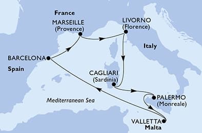 7 nights Mediterranean cruise on MSC Splendida
from 🇪🇸 Barcelona