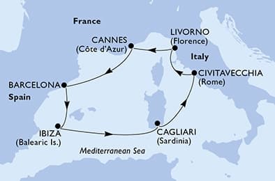 7 nights Mediterranean cruise on MSC Fantasia
from 🇮🇹 Livorno