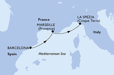 2 nights Mediterranean cruise on MSC Seaview
from ๐ช๐ธ Barcelona to ๐ฎ๐น La Spezia