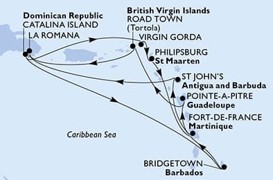 14 nights Caribbean cruise on MSC Opera
from ๐ง๐ง Bridgetown