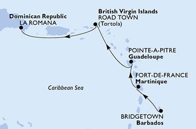 4 nights Caribbean cruise on MSC Opera
from 🇧🇧 Bridgetown to 🇩🇴 La Romana