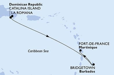 4 nights Caribbean cruise on MSC Opera
from 🇩🇴 La Romana to 🇲🇶 Fort-de-France