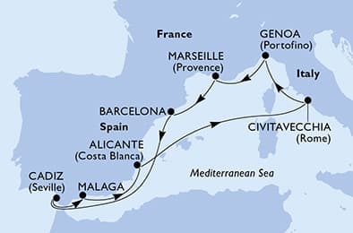 10 nights Mediterranean cruise on MSC Magnifica
from 🇮🇹 Civitavecchia