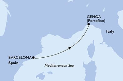 2 nights Mediterranean cruise on MSC Magnifica
from ๐ช๐ธ Barcelona to ๐ฎ๐น Genova
