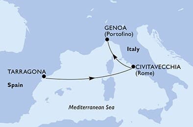 3 nights Mediterranean cruise on MSC Magnifica
from 🇳🇿 Tauranga to 🇮🇹 Genoa