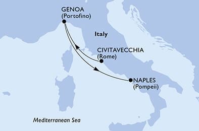 2 nights Mediterranean cruise on MSC Magnifica
from ๐ฎ๐น Civitavecchia to ๐ฎ๐น Naples