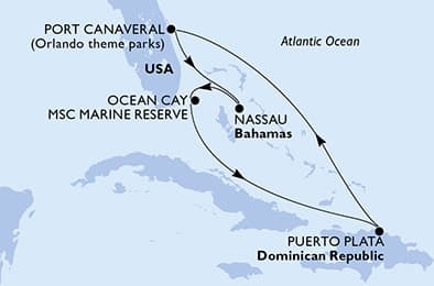7 nights Caribbean cruise on MSC Grandiosa
from 🇺🇸 Port Canaveral