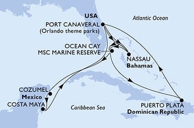 14 nights Caribbean cruise on MSC Grandiosa
from 🇺🇸 Port Canaveral