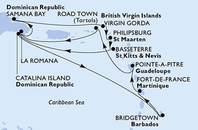 14 nights Caribbean cruise on MSC Opera
from 🇩🇴 La Romana