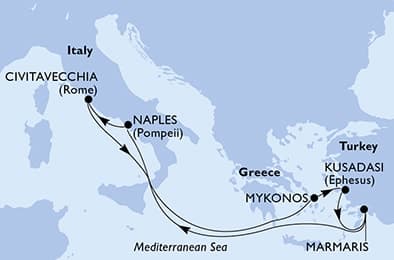 7 nights Mediterranean cruise on MSC Divina
from 🇹🇷 Kusadasi