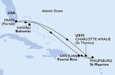 8 nights Caribbean cruise on MSC Meraviglia
from 🇺🇸 Miami