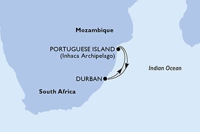 3 nights South African cruise on MSC Armonia
from 🇿🇦 Durban