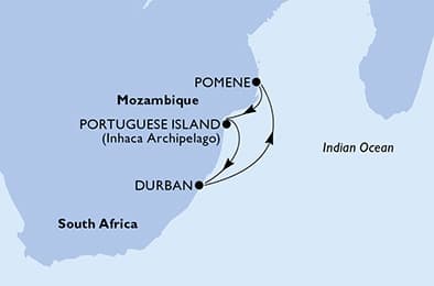 5 nights South African cruise on MSC Armonia
from 🇿🇦 Durban
