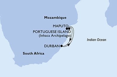 4 nights South African cruise on MSC Armonia
from 🇿🇦 Durban