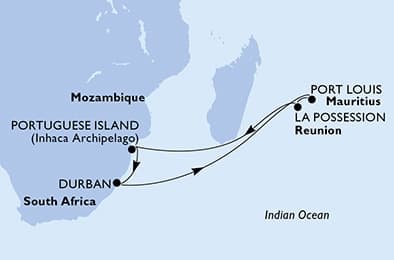 12 nights South African cruise on MSC Armonia
from 🇿🇦 Durban