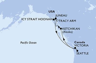 7 nights Alaskan cruise on MSC Poesia
from 🇺🇸 Seattle