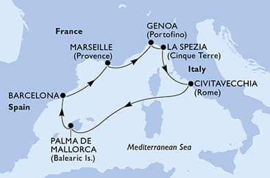 7 nights Mediterranean cruise on MSC World Europa
from 🇪🇸 Barcelona