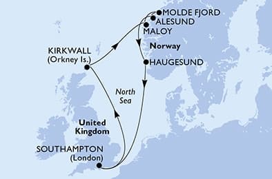 8 nights North European cruise on MSC Meraviglia
from 🇬🇧 Southampton