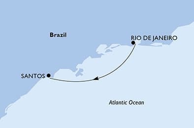 1 night Extraordinary cruise on MSC Divina
from 🇧🇷 Rio de Janeiro to 🇧🇷 Santos (Sao Paulo)