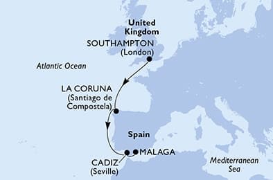 5 nights North European cruise on MSC Virtuosa
from 🇬🇧 Southampton to 🇪🇸 Malaga