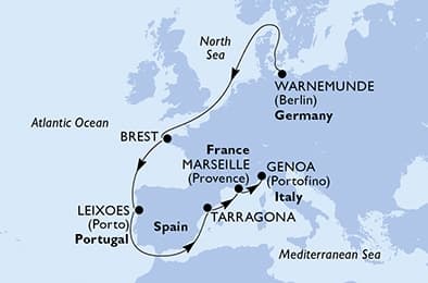 10 nights North European cruise on MSC Magnifica
from 🇩🇪 Rostock (Berlin) to 🇮🇹 Genova