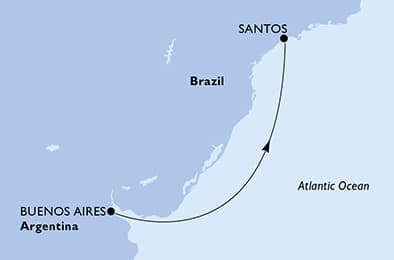 3 nights South American cruise on MSC Divina
from ๐ฆ๐ท Buenos Aires to ๐ง๐ท Santos (Sao Paulo)