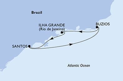 4 nights South American cruise on MSC Musica
from 🇧🇷 Santos (Sao Paulo)