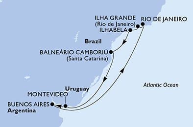 9 nights South American cruise on MSC Splendida
from 🇺🇾 Montevideo
