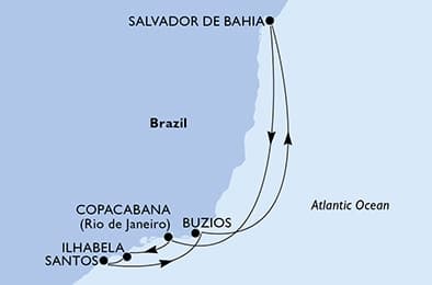 7 nights South American cruise on MSC Virtuosa
from 🇧🇷 Salvador