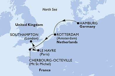 5 nights North European cruise on MSC Preziosa
from 🇩🇪 Hamburg to 🇬🇧 Southampton
