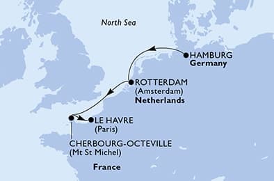 4 nights North European cruise on MSC Preziosa
from 🇩🇪 Hamburg to 🇫🇷 Le Havre