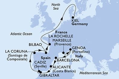 13 nights North European cruise on MSC Euribia
from 🇫🇷 Marseille to 🇩🇪 Kiel