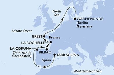 9 nights North European cruise on MSC Magnifica
from 🇪🇸 Tarragona to 🇩🇪 Rostock (Berlin)