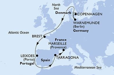 10 nights North European cruise on MSC Magnifica
from 🇩🇰 Copenhagen to 🇫🇷 Marseille