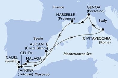10 nights Mediterranean cruise on MSC Sinfonia
from ๐ฎ๐น Genova