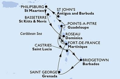 13 nights Caribbean cruise on MSC Seaview
from ๐ง๐ง Bridgetown
