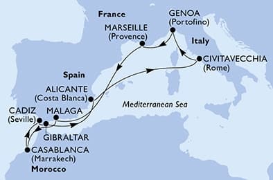 10 nights Mediterranean cruise on MSC Sinfonia
from 🇪🇸 Alicante