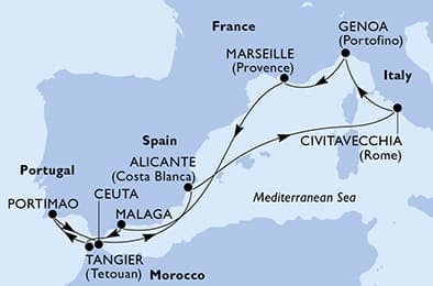10 nights Mediterranean cruise on MSC Sinfonia
from 🇮🇹 Civitavecchia