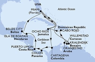 21 nights Caribbean cruise on MSC Poesia
from ๐บ๐ธ Miami