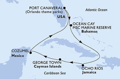7 nights Caribbean cruise on MSC Grandiosa
from 🇺🇸 Port Canaveral