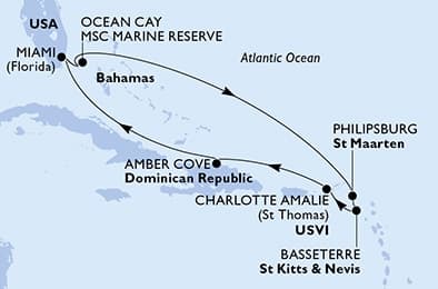 9 nights Caribbean cruise on MSC Seashore
from 🇺🇸 Miami