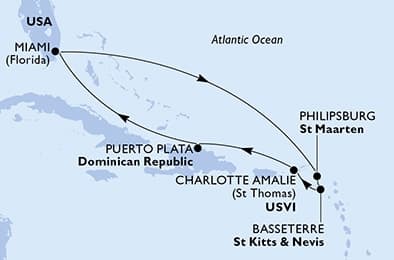 8 nights Caribbean cruise on MSC Seashore
from 🇺🇸 Miami