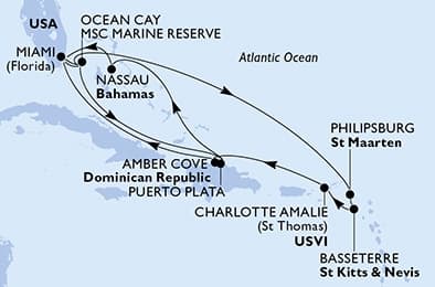 15 nights Caribbean cruise on MSC Seashore
from 🇺🇸 Miami