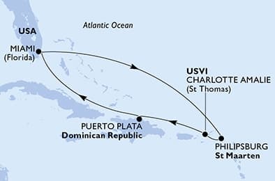 7 nights Caribbean cruise on MSC Seashore
from 🇺🇸 Miami