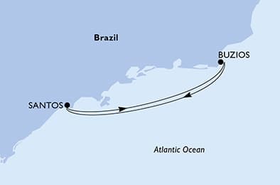 3 nights South American cruise on MSC Divina
from 🇧🇷 Santos (Sao Paulo)
