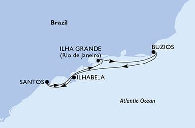 5 nights South American cruise on MSC Divina
from 🇧🇷 Santos (Sao Paulo)
